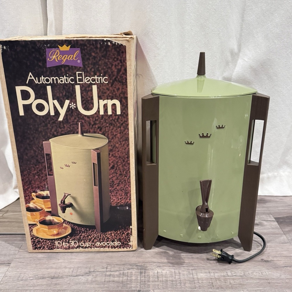 MCM Regal Poly Coffee Percolator Urn Maker Avocado Green Electric 10-30 Cups VTG